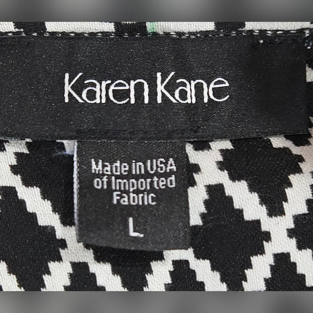 Karen Kane Black & White Geometric Harlequin Diamond Knit Skirt - Size L‎ NWOT